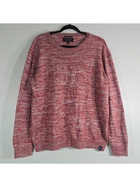Lucky Brand Welterweight Pullover Knit Sweater Men XL Red Space Dye Crew Neck